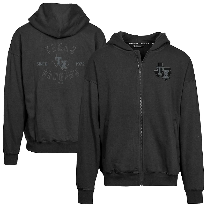 Men's Levelwear Black Texas Rangers Uphill Abyssal Full-Zip Hoodie