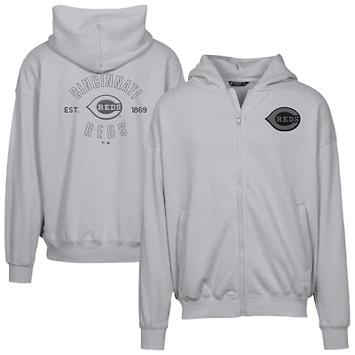 Men's Levelwear Gray Cincinnati Reds Uphill Abyssal Full-Zip Hoodie