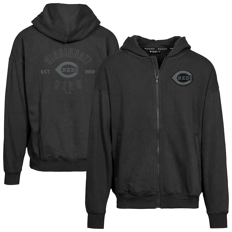 Men's Levelwear Black Cincinnati Reds Uphill Abyssal Full-Zip Hoodie