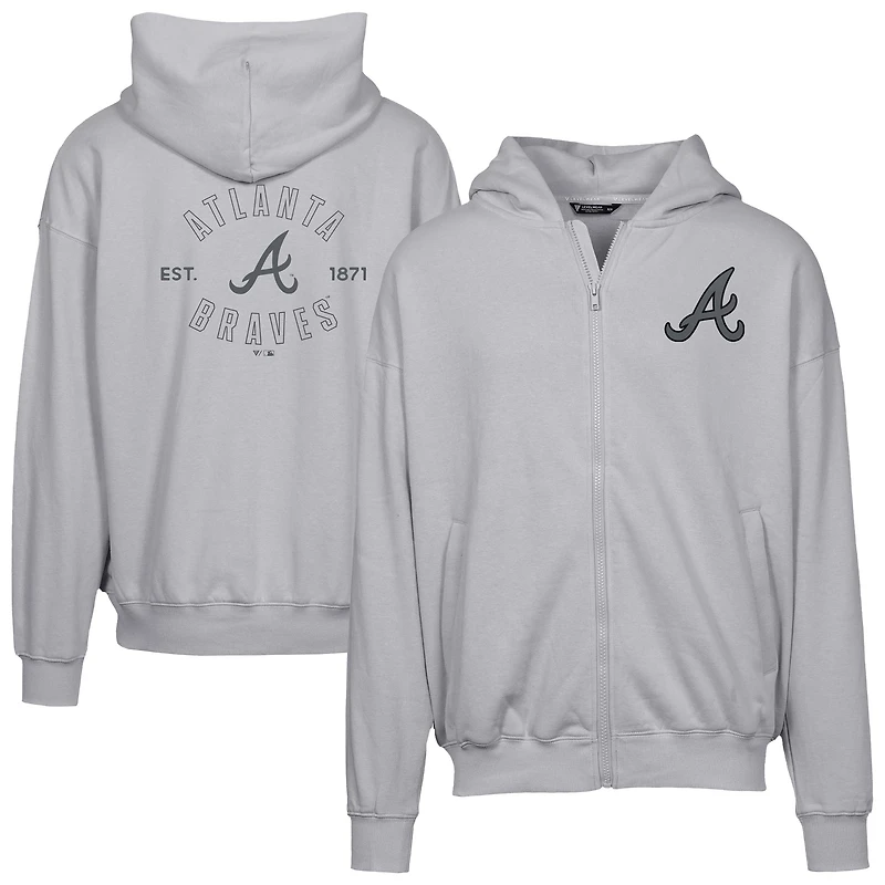 Men's Levelwear Gray Atlanta Braves Uphill Abyssal Full-Zip Hoodie