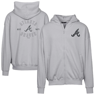 Men's Levelwear Gray Atlanta Braves Uphill Abyssal Full-Zip Hoodie