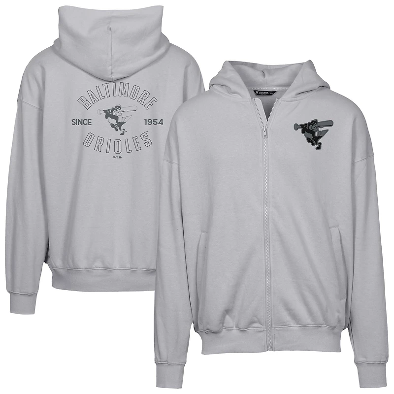 Men's Levelwear Gray Baltimore Orioles Uphill Abyssal Full-Zip Hoodie