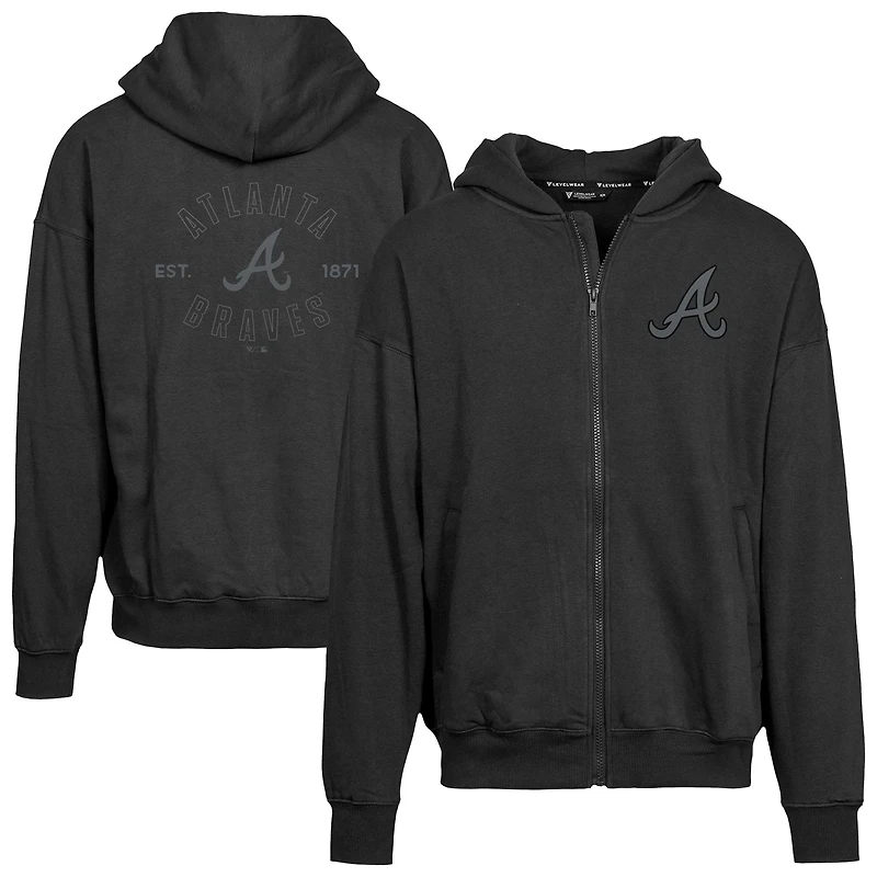 Men's Levelwear Black Atlanta Braves Uphill Abyssal Full-Zip Hoodie