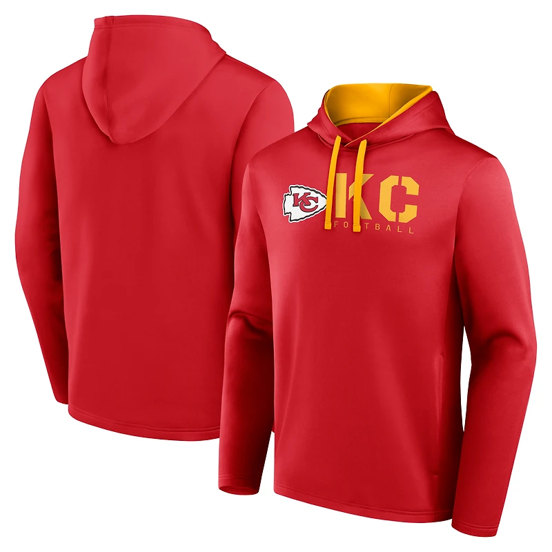 Men's Logo Athletic Red Kansas City Chiefs Head Start Pullover Hoodie