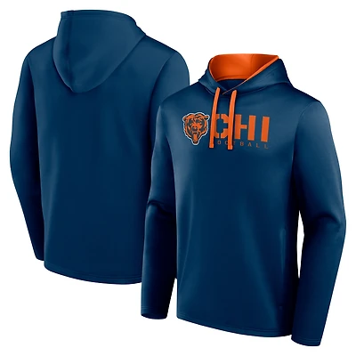 Men's Logo Athletic Navy Chicago Bears Head Start Pullover Hoodie