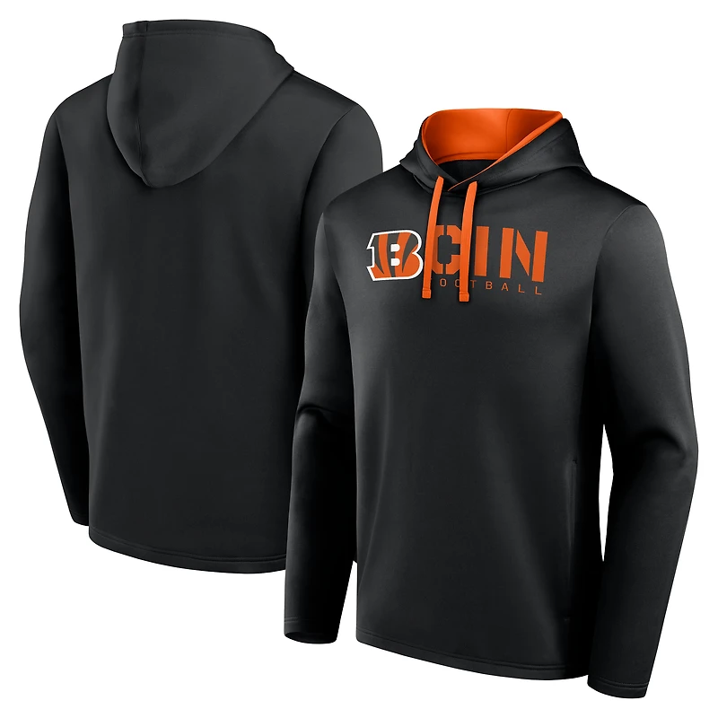 Men's Logo Athletic Black Cincinnati Bengals Head Start Pullover Hoodie