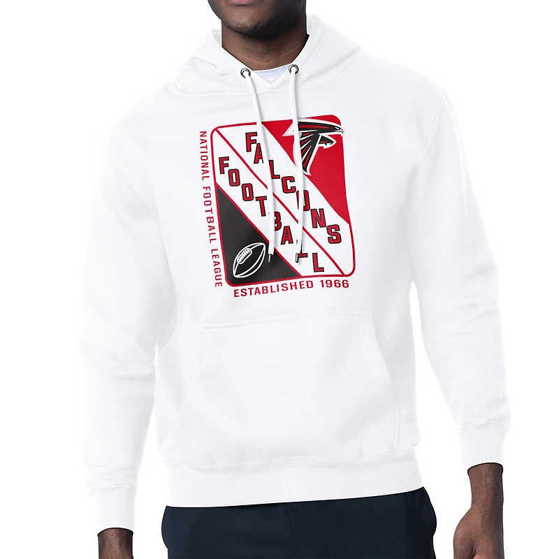 Men's Starter White Atlanta Falcons Shield Logo Pullover Hoodie