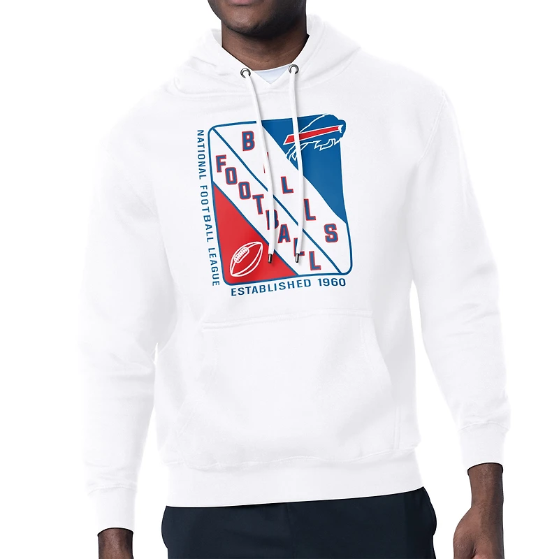 Men's Starter White Buffalo Bills Shield Logo Pullover Hoodie
