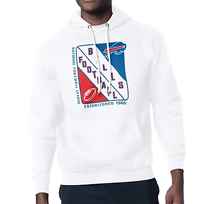 Men's Starter White Buffalo Bills Shield Logo Pullover Hoodie