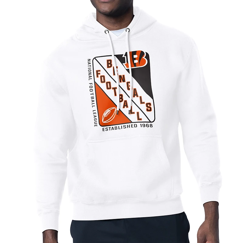 Men's Starter White Cincinnati Bengals Shield Logo Pullover Hoodie