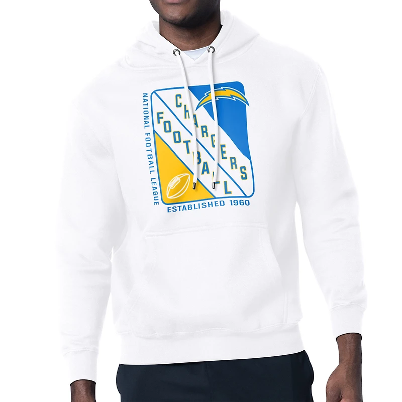 Men's Starter White Los Angeles Chargers Shield Logo Pullover Hoodie