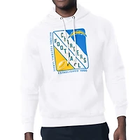 Men's Starter White Los Angeles Chargers Shield Logo Pullover Hoodie
