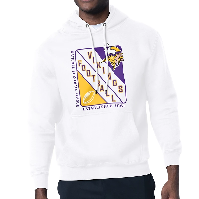 Men's Starter White Minnesota Vikings Shield Logo Pullover Hoodie
