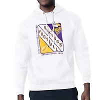 Men's Starter White Minnesota Vikings Shield Logo Pullover Hoodie
