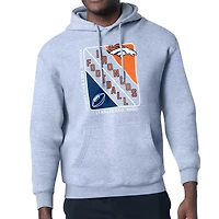 Men's Starter Heather Gray Denver Broncos Shield Logo Pullover Hoodie
