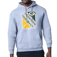 Men's Starter Heather Gray Green Bay Packers Shield Logo Pullover Hoodie