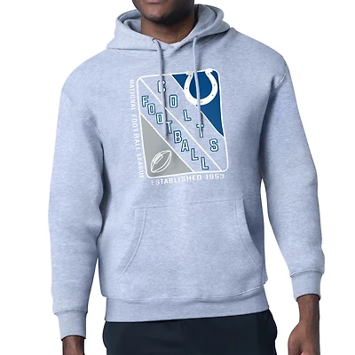 Men's Starter Heather Gray Indianapolis Colts Shield Logo Pullover Hoodie