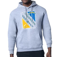 Men's Starter Heather Gray Los Angeles Chargers Shield Logo Pullover Hoodie