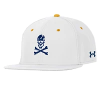 Men's Under Armour  White Navy Midshipmen Jolly Rogers Alternate Baseball Fitted Hat
