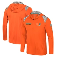 Men's Colosseum Orange Miami Hurricanes OHT Military Appreciation Quarter-Zip Hoodie Jacket
