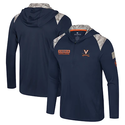 Men's Colosseum Navy Virginia Cavaliers OHT Military Appreciation Quarter-Zip Hoodie Jacket