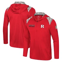 Men's Colosseum Scarlet Rutgers Scarlet Knights OHT Military Appreciation Quarter-Zip Hoodie Jacket