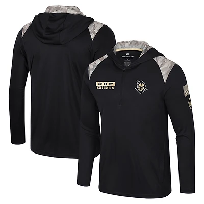 Men's Colosseum Black UCF Knights OHT Military Appreciation Quarter-Zip Hoodie Jacket