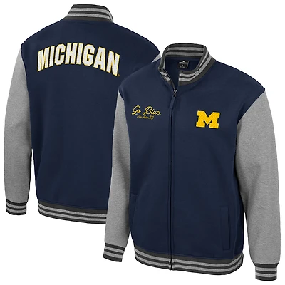 Men's Colosseum Navy Michigan Wolverines Ambi-Turner Full-Zip Varsity Jacket