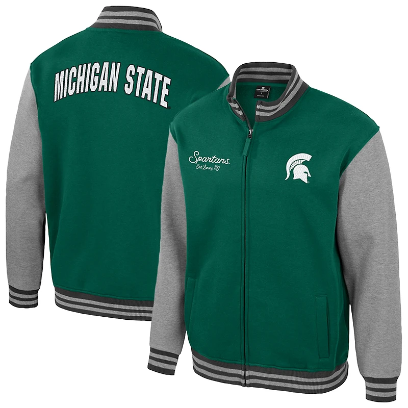 Men's Colosseum Green Michigan State Spartans Ambi-Turner Full-Zip Varsity Jacket