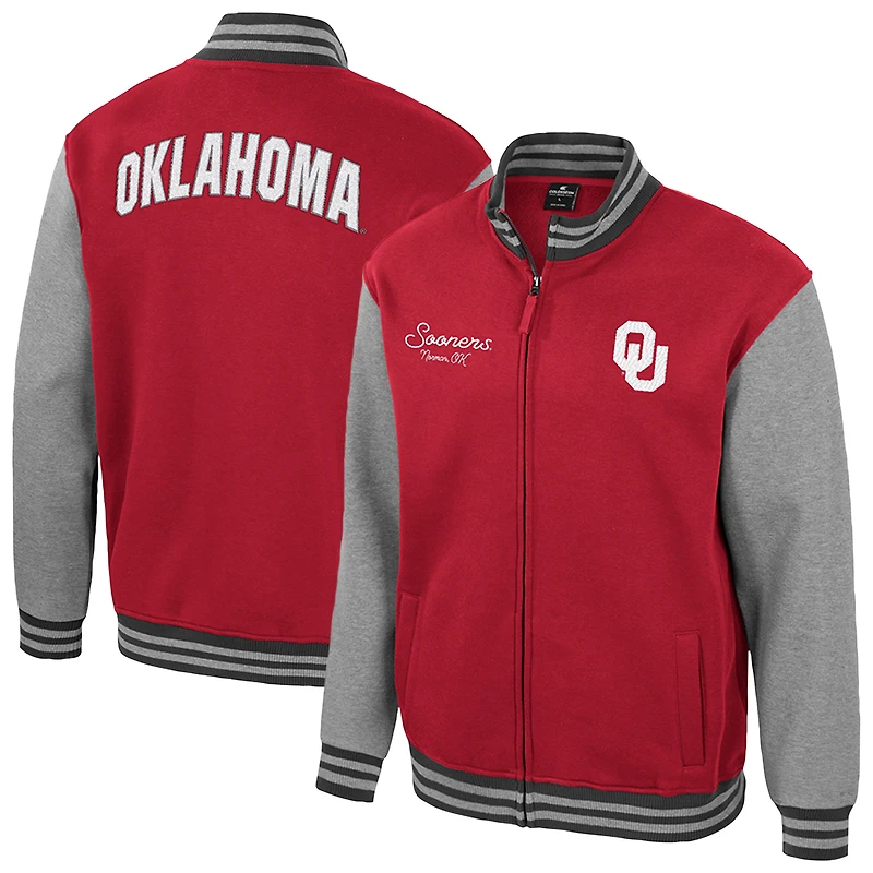 Men's Colosseum Crimson Oklahoma Sooners Ambi-Turner Full-Zip Varsity Jacket