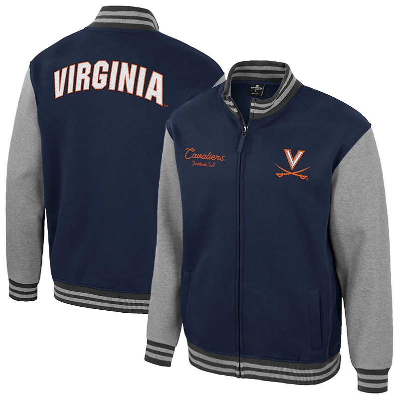 Men's Colosseum Navy Virginia Cavaliers Ambi-Turner Full-Zip Varsity Jacket