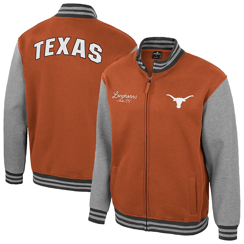 Men's Colosseum Burnt Orange Texas Longhorns Ambi-Turner Full-Zip Varsity Jacket