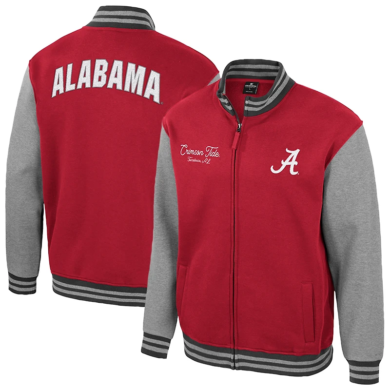 Men's Colosseum Crimson Alabama Crimson Tide Ambi-Turner Full-Zip Varsity Jacket