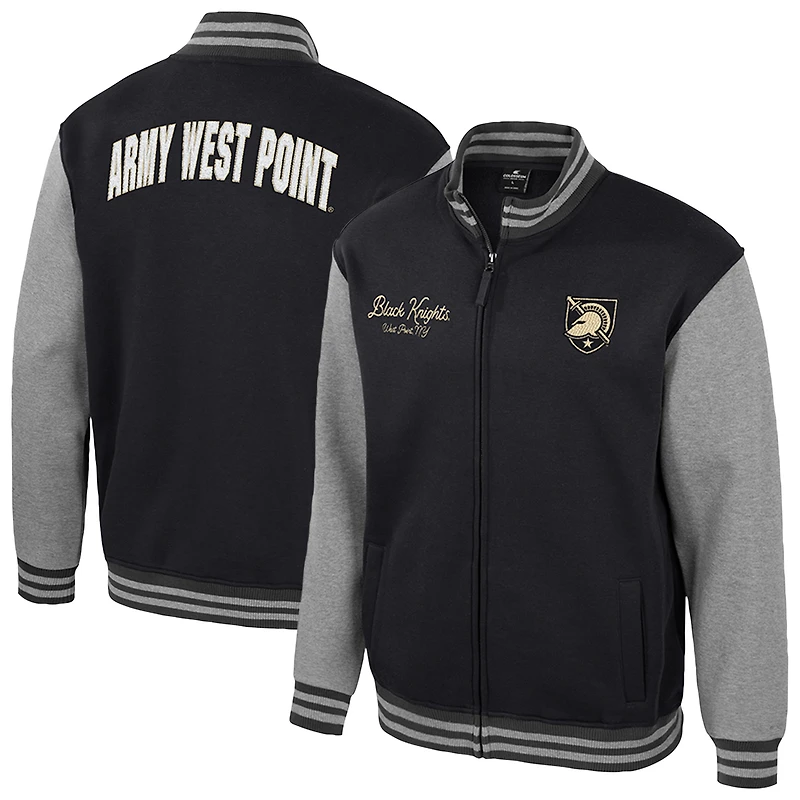 Men's Colosseum Black Army Black Knights Ambi-Turner Full-Zip Varsity Jacket