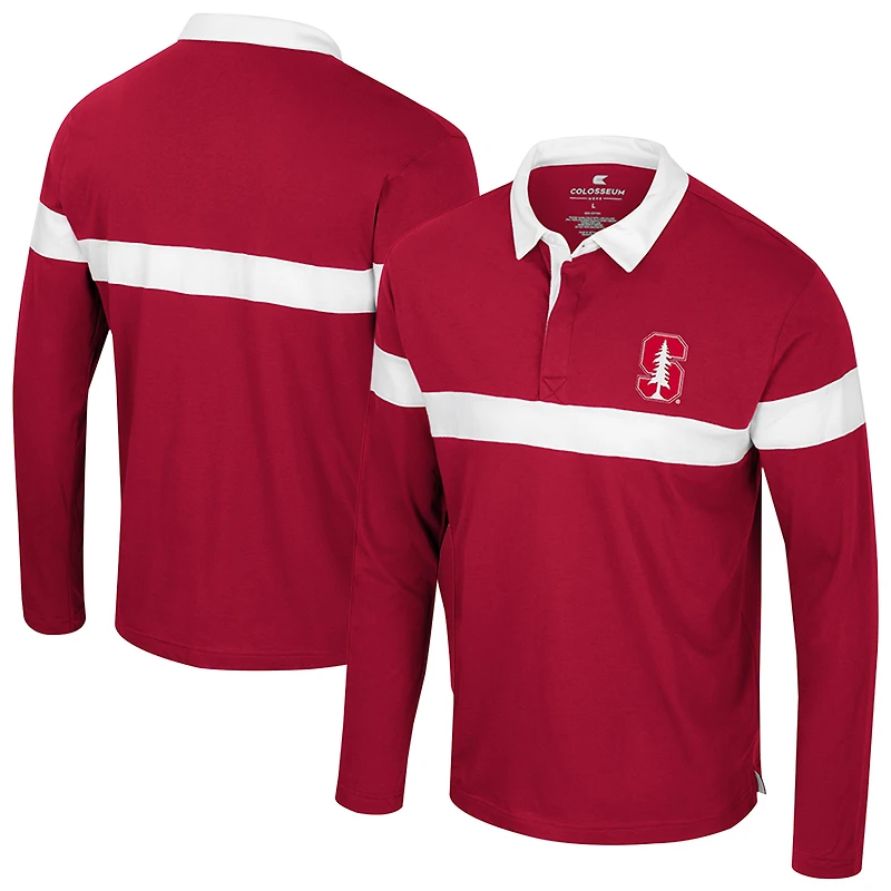Men's Colosseum Cardinal Stanford Cardinal Too Cool For School Long Sleeve Polo
