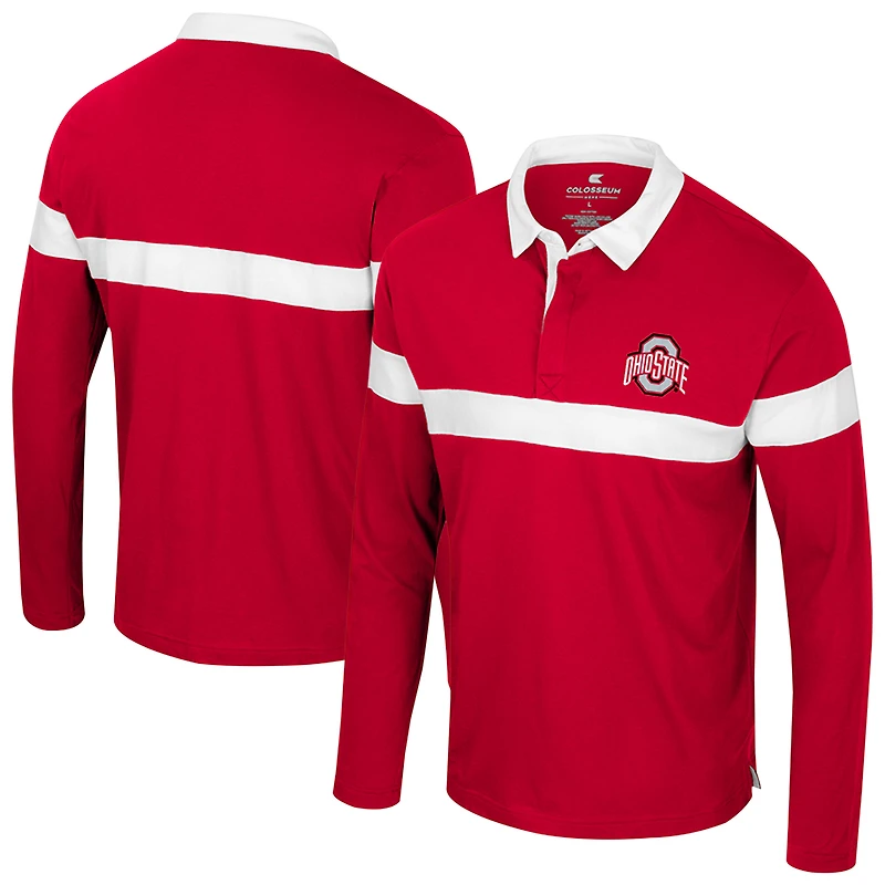 Men's Colosseum Scarlet Ohio State Buckeyes Too Cool For School Long Sleeve Polo
