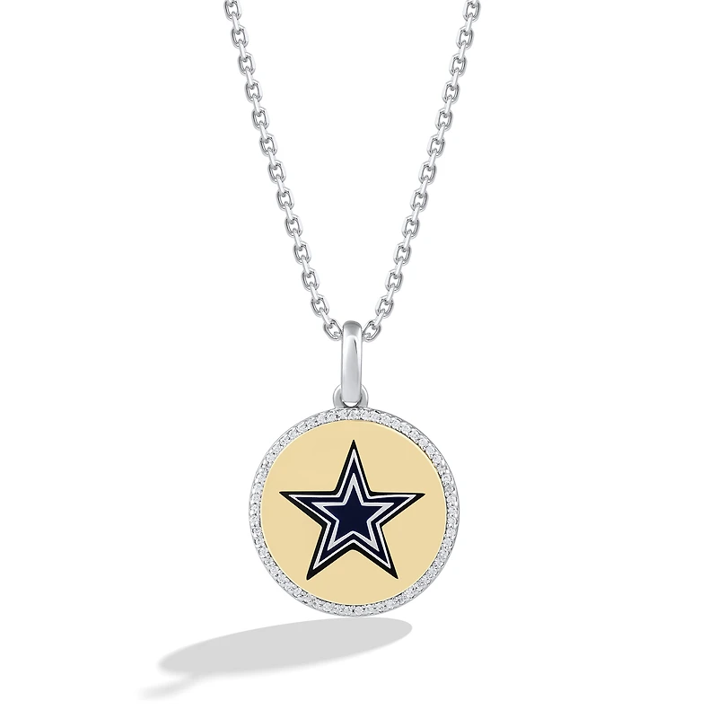 True Fan Dallas Cowboys 1/10 CT. T.W. Diamond Enamel Disc Necklace