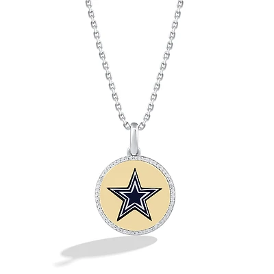 True Fan Dallas Cowboys 1/10 CT. T.W. Diamond Enamel Disc Necklace