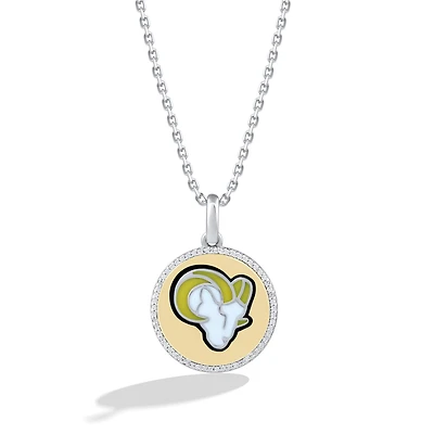 True Fan Los Angeles Rams 1/10 CT. T.W. Diamond Enamel Disc Necklace