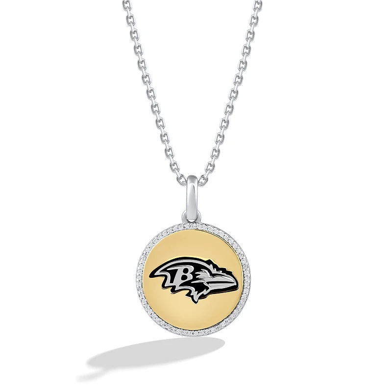 True Fan Baltimore Ravens 1/10 CT. T.W. Diamond Enamel Disc Necklace