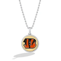 True Fan Cincinnati Bengals 1/10 CT. T.W. Diamond Enamel Disc Necklace