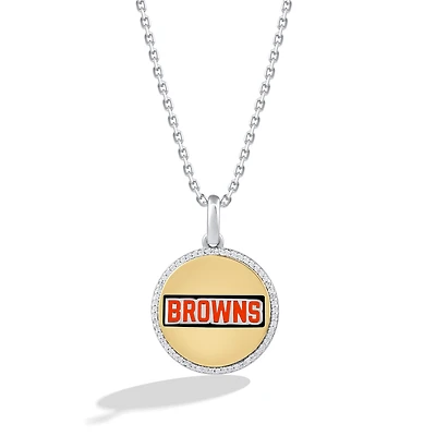 True Fan Cleveland Browns 1/10 CT. T.W. Diamond Enamel Disc Necklace