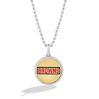 True Fan Cleveland Browns 1/10 CT. T.W. Diamond Enamel Disc Necklace