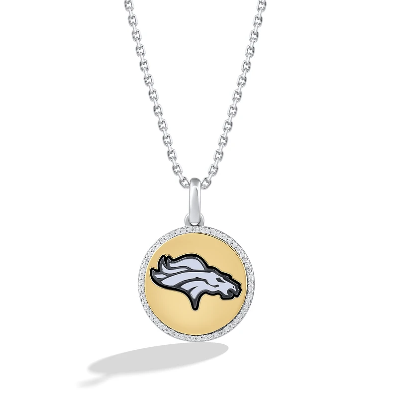 True Fan Denver Broncos 1/10 CT. T.W. Diamond Enamel Disc Necklace