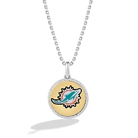 True Fan Miami Dolphins 1/10 CT. T.W. Diamond Enamel Disc Necklace