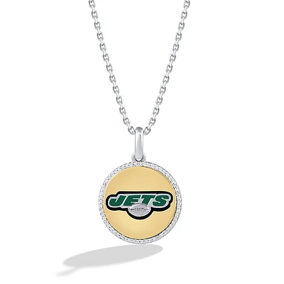 True Fan New York Jets 1/10 CT. T.W. Diamond Enamel Disc Necklace