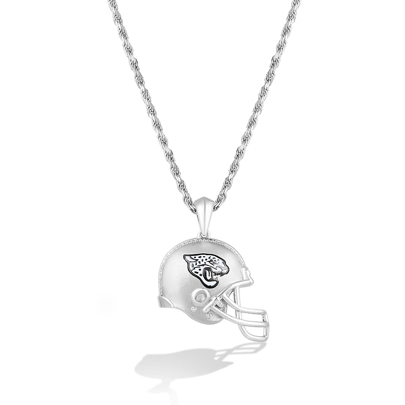 True Fan Silver Jacksonville Jaguars 1/20 CT. T.W. Diamond Helmet Necklace