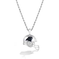 True Fan Silver Carolina Panthers 1/20 CT. T.W. Diamond Helmet Necklace