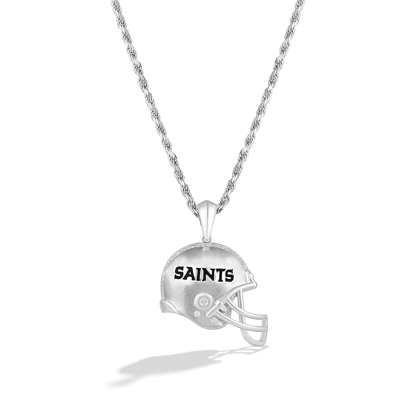 True Fan Silver New Orleans Saints 1/20 CT. T.W. Diamond Helmet Necklace