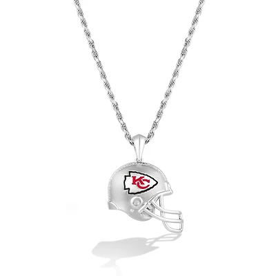 True Fan Silver Kansas City Chiefs 1/20 CT. T.W. Diamond Helmet Necklace